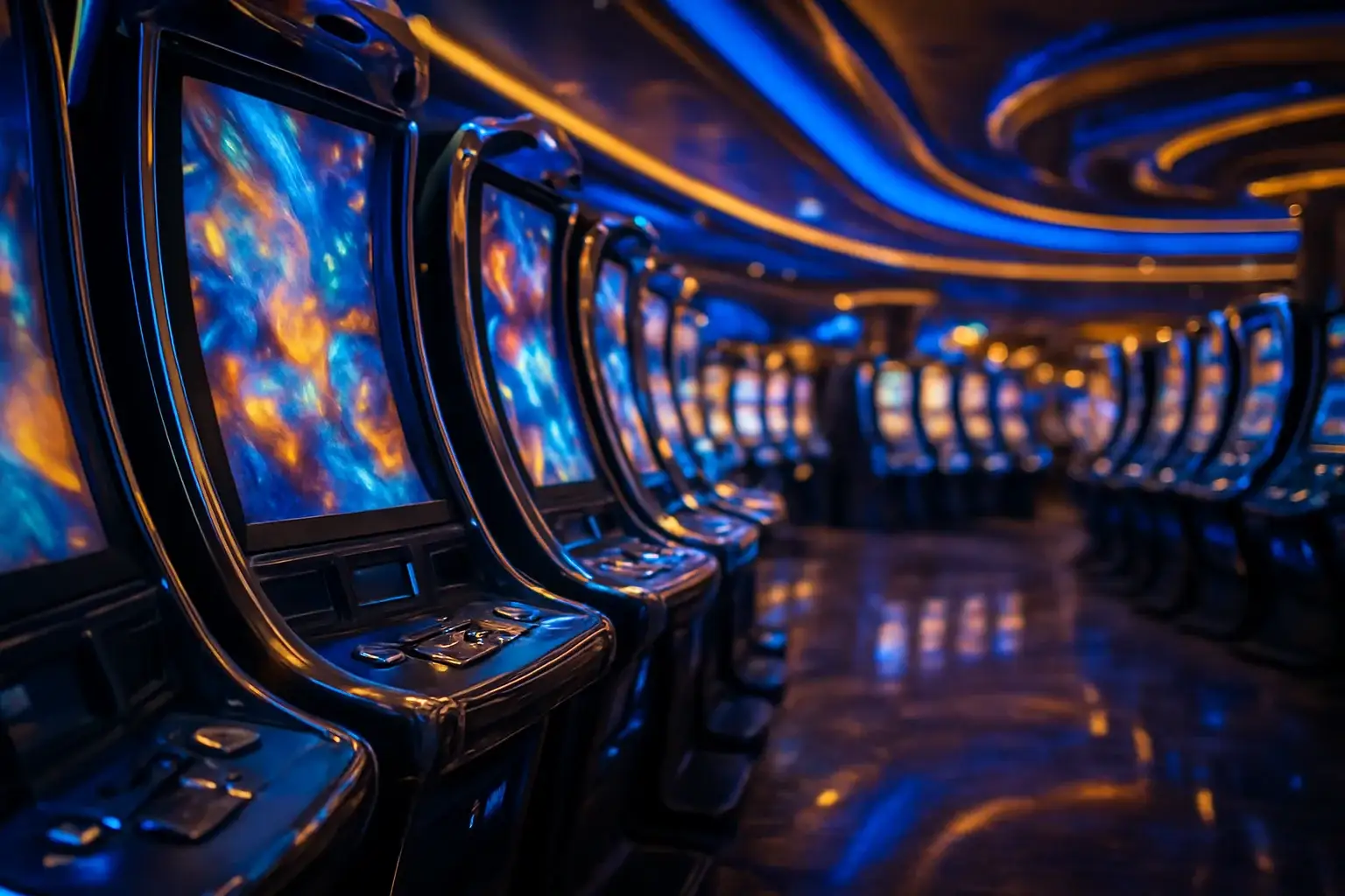Premium Philippine casino slots floor at night inside Manila resort
